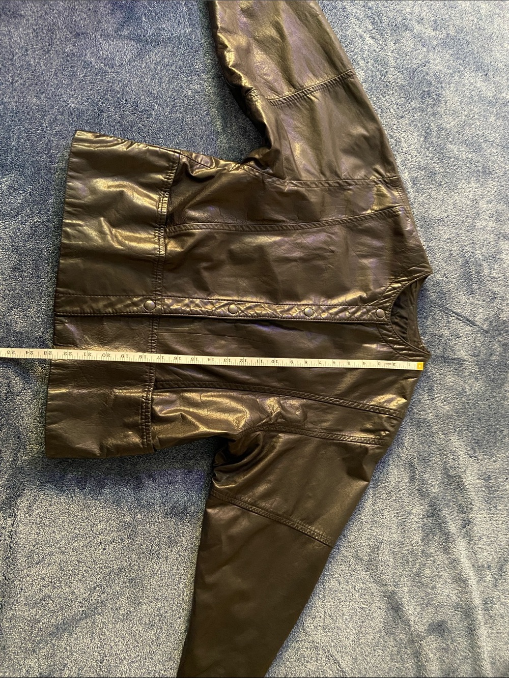 Vintage Black Leather Snap-Front Jacket